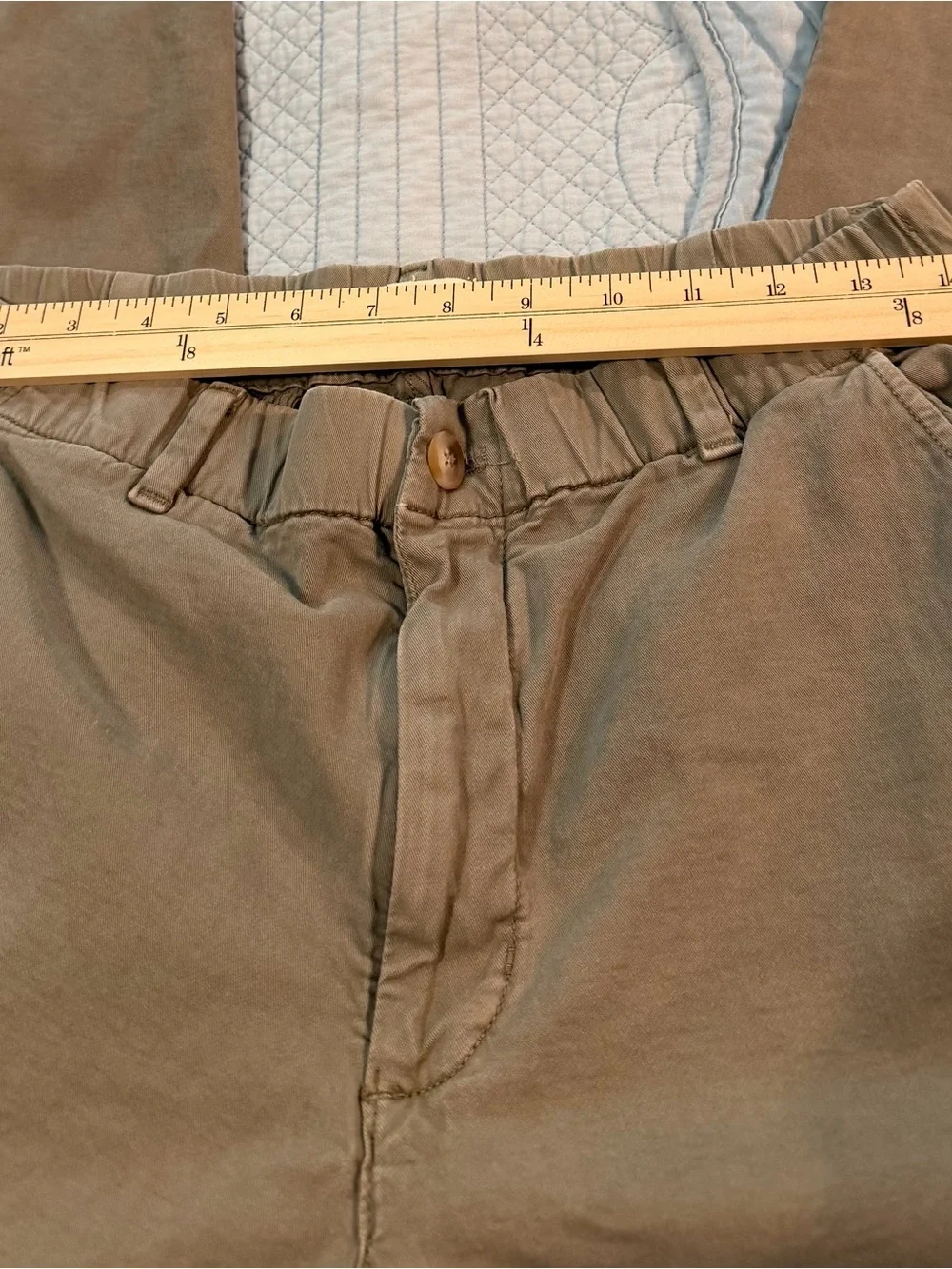 Marine Layer Slim Straight Pants Medium Tan Elastic Waist Chino Travel Pants